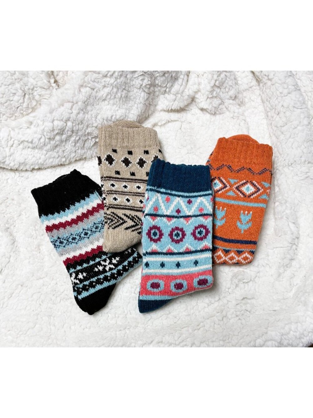 4 Pair Women's Alpine Socks Warm Cotton Colorful Fits US shoe 6-10 New